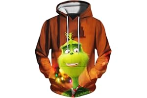 QWUVEDS Herren und Damen Weihnachten Christmas Hoodies Lustige kreative 3D Pullover Sweatshirt für Jungen Mädchen Langarm Hoodie Kordelzug Sweatshirt Grinch Pullover Decken Hoodie Grinch Kleidung
