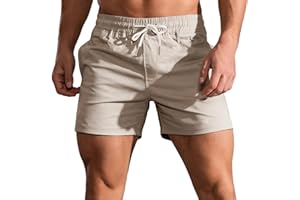 HOTIAN - Pantaloncini corti estivi da uomo, in cotone, con tasche, per il tempo libero