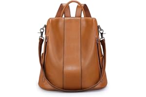 S-ZONE Women's Backpack Waterproof Soft Genuine Leather Anti Theft Fashion School Bag Handbag Casual Daypack School Bags School Backpacks for Work
