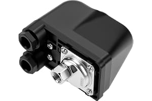 QWORK® Tryckströmbrytare 230V 1-fas, 1/4" Vattenpump Tryckbrytare, Vattenpumpsbrytare för Trädgårdar