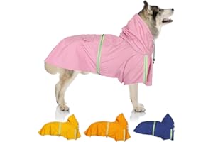 SilverChry Impermeabile per Cani Grandi, Cappotto Impermeabile per Cani, Regolabile Poncho Chein, Cappotto Impermeabile per Cani con Cappuccio, Impermeabile Riflettente per Cani (rosa, 5XL)