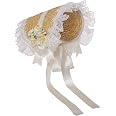 Robe Victorienne COSDREAMER - Chapeau Victorien Fille/Femme (Style Lolita) - Paille Décorée Fleurs & Rubans - Pour Thé/Jardin Robe Médiévale Femme