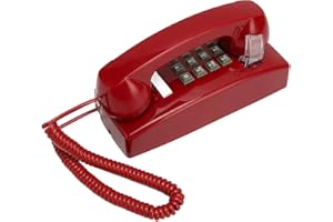 DPOFIRS Telefon ścienny w stylu vintage, telefon ścienny retro w stylu antycznym, czerwony kabel do montażu na ścianie telefon z regulacją głośności do hotelu kuchni dla ludzi