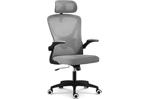 Panana Office Chair Mesh Back Ergonomic Desk Chair with Flip-up Armrest Executive Swivel Computer Chair (High Back Dark Grey)