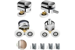 NAEBRO Rolki do drzwi prysznicowych o średnicy 25 mm, części zamienne, do kabiny prysznicowej o grubości 4-6 mm, kółka zapasowe do okrągłych drzwi prysznicowych (2 górne i 2 dolne rolki)