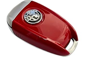 GZZHENGYE Custodia in fibra di carbonio 3D per telecomando auto Alfa Romeo Giulia Stelvio Tonale, nero. (etichetta argento nero, Rosso)