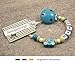 Personalised Baby DUMMY CLIP | Pacifier Holder with preffered name – boys motif turquoise car | Beststeller from Germany