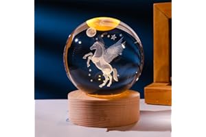 BESOT qianyue 80mm 3D Laser Inciso in Miniatura Pegasus Crystal Ball Crystal Field Craft Vetro Decorazione della casa Ornamento Regalo di Compleanno
