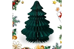 NAROSEBE 35x13cm Honeycomb Papier Weihnachtsbaum Faltbar Papier WabenTannenbaum Tisch Papier Weihnachtsbaum Honeycomb Tannenbaum Tischdeko Wabenpapier Baum für Weihnachten Dekoration, Grün
