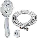 Fontastock FSKFAB011 Shower Set with 5-Position Shower Head with Bracket and Flexible Stainless Steel Hose from 1.7 m to 2 m
