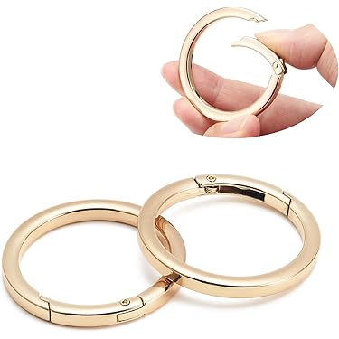 Yolev 15 STKS Ronde Lente Ring Sleutelveer O Ring Zinklegering Ronde Karabijnhaak Snap Gesp Haken Clip DIY Accessoires voor Sleutelhangers, Tas, Portemonnee en Handtas, Goud, 1.4 * 0.9in