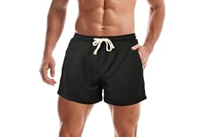 BSBUY Short Court pour Homme, 3 Pouces Short de Musculation en Coton Homme, Pantalon Court de Gymnastique Sport Ete Respirant Rapide Homme pour Entraînement Fitness Loisirs Jogging l'alpinisme(M~L)