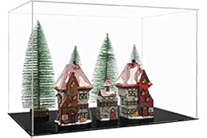 MEEC Vitrine en acrylique transparent, boîte de comptoir de montage avec base noire, Vitrine de protection anti-poussière pour figurines d'action, jouets à collectionner (16,5 x 10 x 10 cm)