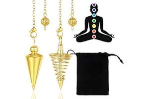 VURYAPI 2 Pezzi Pendolo a Cono in Rame Metallo per Divinatorio Radiestesia Esoterismo Divinazione Pendolino Egiziano(Oro