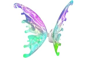Ailgely Elektrische Feenflügel mit LED beweglichen Schmetterlingsflügeln, Lichtern-Schmetterling Flügel für Halloween Geburtstag Fasching Feen Kostüm Cosplay