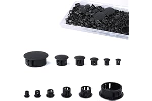 SAVITA 155 Piezas 6 tamaños Tapones para Agujeros, 3/16", 1/4", 5/16", 3/8", 1/2", 1" Tapones para Agujeros Tapones de Plástico para Tornillos Cocina Armario Muebles (Negro)