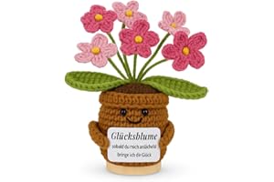 Glücksmoment - DAS ORIGINAL | Handgefertigte gehäkelte Blume | & Glücksbringer | Trostspender, Motivation & Anti Stress | Pocket Hug, Mutmacher, Seelentröster | Emotional Support (pink)