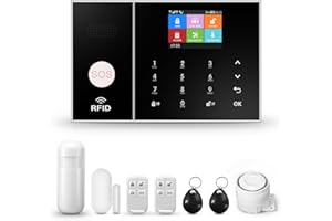 Drahtloses alarmanlage wohnung ,GSM/WiFi komplettes alarmsystem mit 120-dB-Alarmsirene, intelligenter Fernbedienung, LCD-Disp