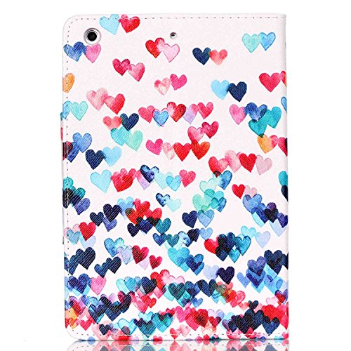 iPad Mini Hülle, iPad Mini 2 Hülle, iPad Mini 3 Hülle,Ukayfe iPad Hülle Schutzhülle Etui Tasche für Apple iPad Mini 1/2/3 Smart Case Ledertasche Schutzhülle Hüllen Tasche Leder Hülle Ultra Slim Lederhülle Flip Case Etui mit Standfunktion für iPad Mini 1/2/3 mit 1x Schwarz Eingabestift (iPad Mini 1/2/3:Buntes Liebes Herz Muster) - 3