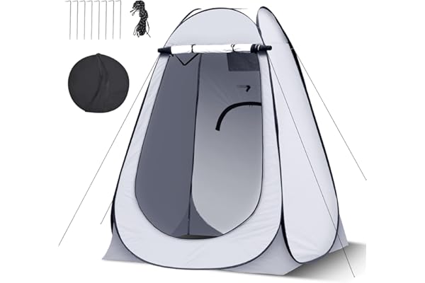 LEMROE Tente de douche ou à langer pop-up avec bonne ventilation et espace - Pour l’extérieur, camping, pique-nique, pêche, plage, toilettes, pour se changer, se protéger du soleil - Gris, 120 cm