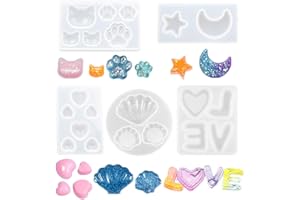 Nifocc Molde de fundición para Joyas Pendientes de Silicona Colgante de Resina Llavero amuletos de Resina epoxi moldes de Resina para Hacer Joyas llaveros Manualidades 5 Unidades