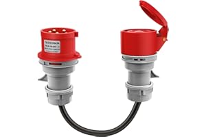 VAPOURD CEE Adapter 32A Stecker auf 16A Kupplung, Starkstromkabel 16A 440V 5 * 4mm², 5-polig Cee-stecker IP44 Verlängerungskabel 50cm für Industrie, Familie