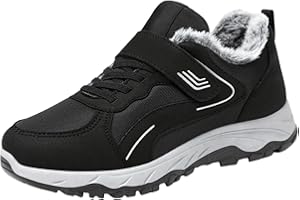 GENERIC Womens Trainers Fashion Winter Wide Fit Orthopedic Shoes Comfortable Flat Non Round Toe Solid Color Plush Warm Running Trainers Casual Arch Support Non Slip Walking Sneakers Ladies Outdoor Indoor