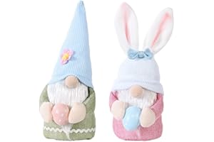 Super Idee Juego de 2 duendes de Pascua con huevos, conejos, gnomo, gnomo, dulce, decoración para Pascua, decoración de primavera, regalos de Pascua, 30 x 11 x 8 cm