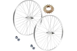 ECOVELO COPPIA RUOTE/CERCHIO ANTERIORE + POSTERIORE BICI 1V 26 x 1 3/8 + PIGNONE 18T PER CITYBIKE EPOCA OLANDA