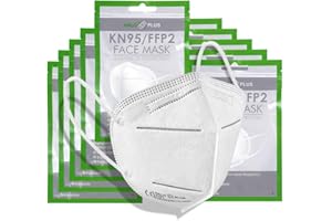 HALO PLUS FFP2 Face Masks, KN95 Disposable Masks, 6 Layer Protection Dust Respirator, Individual Sealed Wrap, Pack of 10