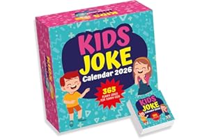WORLD OF WALLCHARTS Stocking Fillers Kids - 2026 Kids Joke Daily Desk Calendar – Tear-Off Funny Jokes for Children – Ideal Christmas Secret Santa Gift for Children With Stand, Gift Box & UK Dates