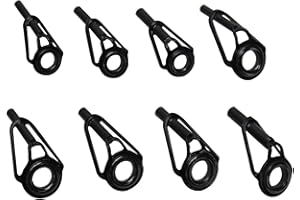 SWYSGS 8pcs Guide Canne a Peche, Acier Inoxydable Réparation Canne à Pêche Kit Réparation Canne à Pêche Kit Réparation Anneaux Canne à Pêche pour Canne à Pêche en Eau Douce Salée (Noir)