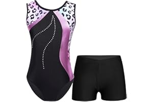 iEFiEL Mädchen Glitzer Turnanzug Ärmellose Leotards Rückenfrei Ballettanzug mit Strass Ballettkleidung Gymnastikbody Tanzkostüm