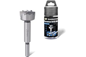 HAIMAYEE Wiertło Forstnera 28mm Płaski Skrzydełkowe Wielozębne Drewna Najwyższej Jakości Stop Wiertło do Drewna z Okrągłym Chwytem do Wiercenia w Drewnie,Plastiku,Sklejce