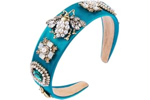 AIZIYIN Perlen-Stirnband, Samt, elastisch, breite Stirnbänder, Haarhände für Frauen und Mädchen