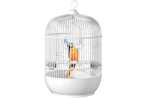 SAMULIY Portable Round Cage For Birds - Bird Carrier Travel Cage | Open Play Top Large Bird Cage - Bird Cages For Parakeets | Parakeet Bird Handrail Small Bird Cage - For Small Parrots Canaries