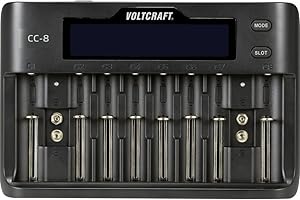 VOLTCRAFT CC-8 Rundzellen-Ladegerät LiIon, LiFePO, NiMH, NiCd A, Mignon (AA), Micro (AAA), Mini (AAAA), 9 V Block, Baby