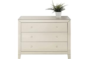 Kare Design Kommode Luxury Champagne 3 Schübe, Tanne Massivholz, Griffe klar, One Size, Champagner