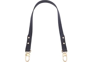 WADORN Genuine Leather Handbag Handle, 59.5cm Leather Shoulder Bag Strap Short Purse Strap Replacement Clutches Handle Tote Bag Bucket Bag Accessories, Lychee Pattern, Black