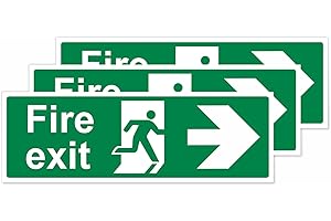 VIRO DISPLAY Fire Exit Right Arrow Self-Adhesive Vinyl Signs Stickers by – 300 x 100mm – 3 Pack – Waterproof & UV Resistant for Safety Compliance