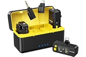 FULAIM X5M Wireless Lavalier Microphone (2 TX + 1 RX + Charging Case) for iPhone, Android Smartphone & Camera, Clip-On Lapel Microphone for Video Recording & Vlogging, 18H Battery Life, 200m Range