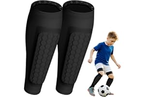 OIHCAZ 1 Pair Shin Defender Kids, Shin Pad Guard Honeycomb Compression Sleeves Impact Protection for Boys and Girls for Football Rugby Basketball Tennis