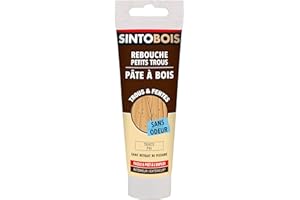 SINTOBOIS - Rebouche Petits Trous - Pâtes à Bois Sans Odeur - Prêt à l'Emploi - Sans Solvant - Sec en 4h - Intérieur et Extérieur - Ne se Rétracte pas - Pin - Technique Professionnelle - 80 g