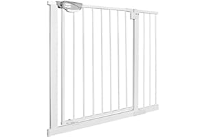 NAIZY Barrière de Sécurité pour Enfants, N Stop Safety Gate avec Portillon sans Perçage et Grille en Métal/Extensible avec Extension Séparée / 95-105 cm - Blanc