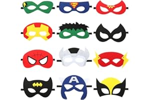 SIPHUS Masque Super Heros Enfant, 12 Pièces Masque de Feutre, Super-héros Masque Deguisement pour Fête d'anniversaire, Cosplay Party, Surhomme Jeux und Petit Cadeau Anniversaire Enfant, Filles, Garçons
