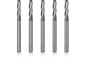 SAINSMART Genmitsu 5 pezzi frese a testa sferica CNC router bits, 1/8" gambo in acciaio al tungsteno CNC Cutter con 3-Flute Carving Bit Set, 1-1/2" lunghezza totale TiAlN rivestito, 3BNB05