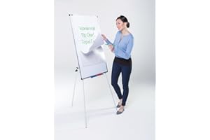 WONDERWALL PRODUCTS LTD Wonderwall Magnetic Tripod Flipchart Easel | Froor Standing Height Adjustable Dry-Wipe Whiteboard with Larger Writing Area (H) 1000 x (W) 680 mm- Ideal for School, Training, Venues & info Points