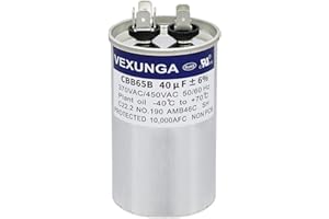 VEXUNGA Condensatore 40uF 40 MFD 370VAC 440VAC 450VAC 50/60Hz Rotondo AC Condensatori CBB65 per Condizionatore Compressore Motore Elettrico o Ventola
