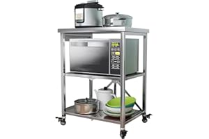 HIYOUGO AMSXNOO 3 Ripiani Carrello da Cucina, ​Pieghevole Carrelli da Portata in Acciaio inox con Ruote Scaffalature Inossidabile Salvaspazio per Famiglia Ristoranti Salone Hotel (Taglia : 60X45X80CM)
