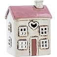 Shudehill Giftware Village Pottery Mini Cream/Pink House With Heart Tealight Holder 331032